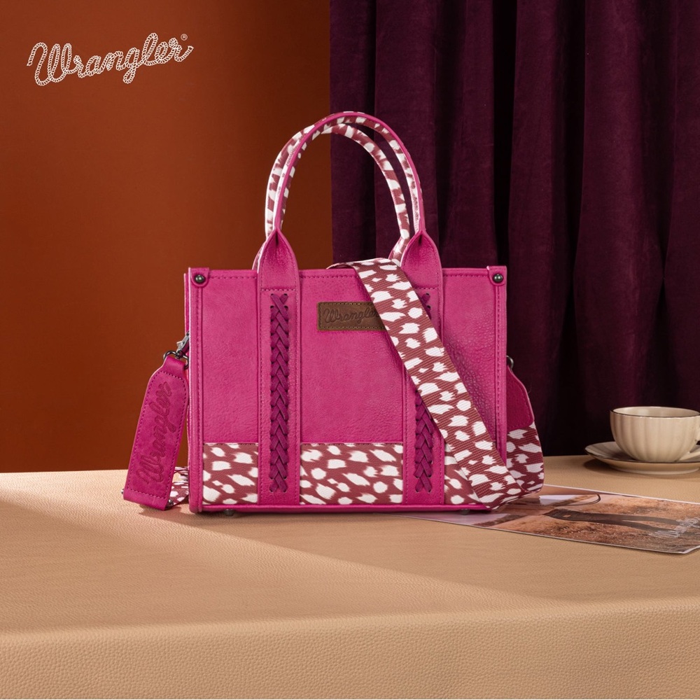 Wrangler Deer Print Concealed Carry Tote/Crossbody - Pink